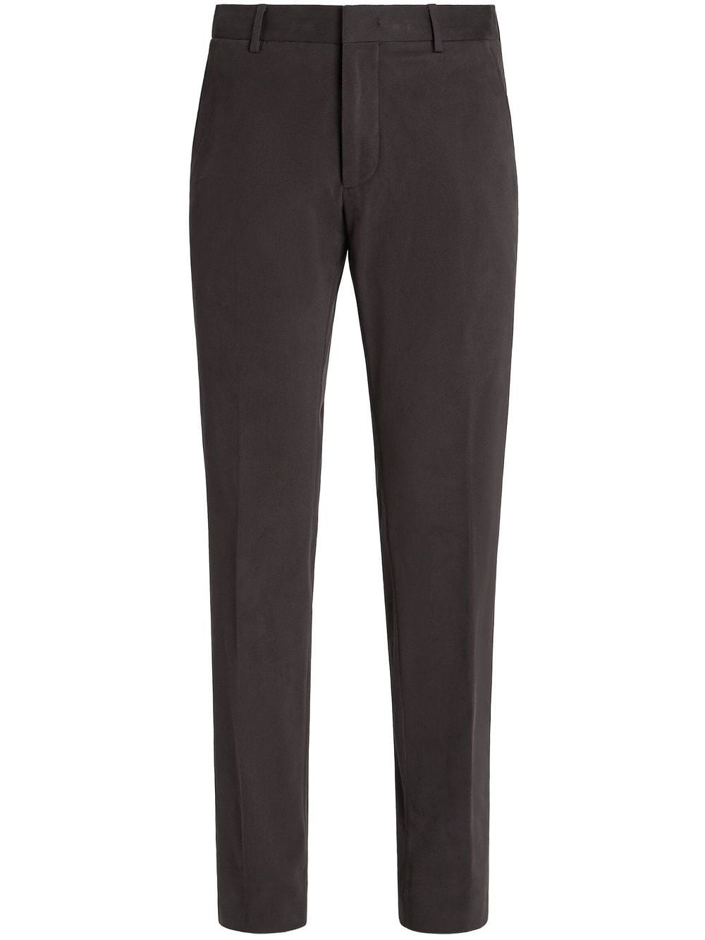 Zegna Mid-rise Cotton Trousers In Brown