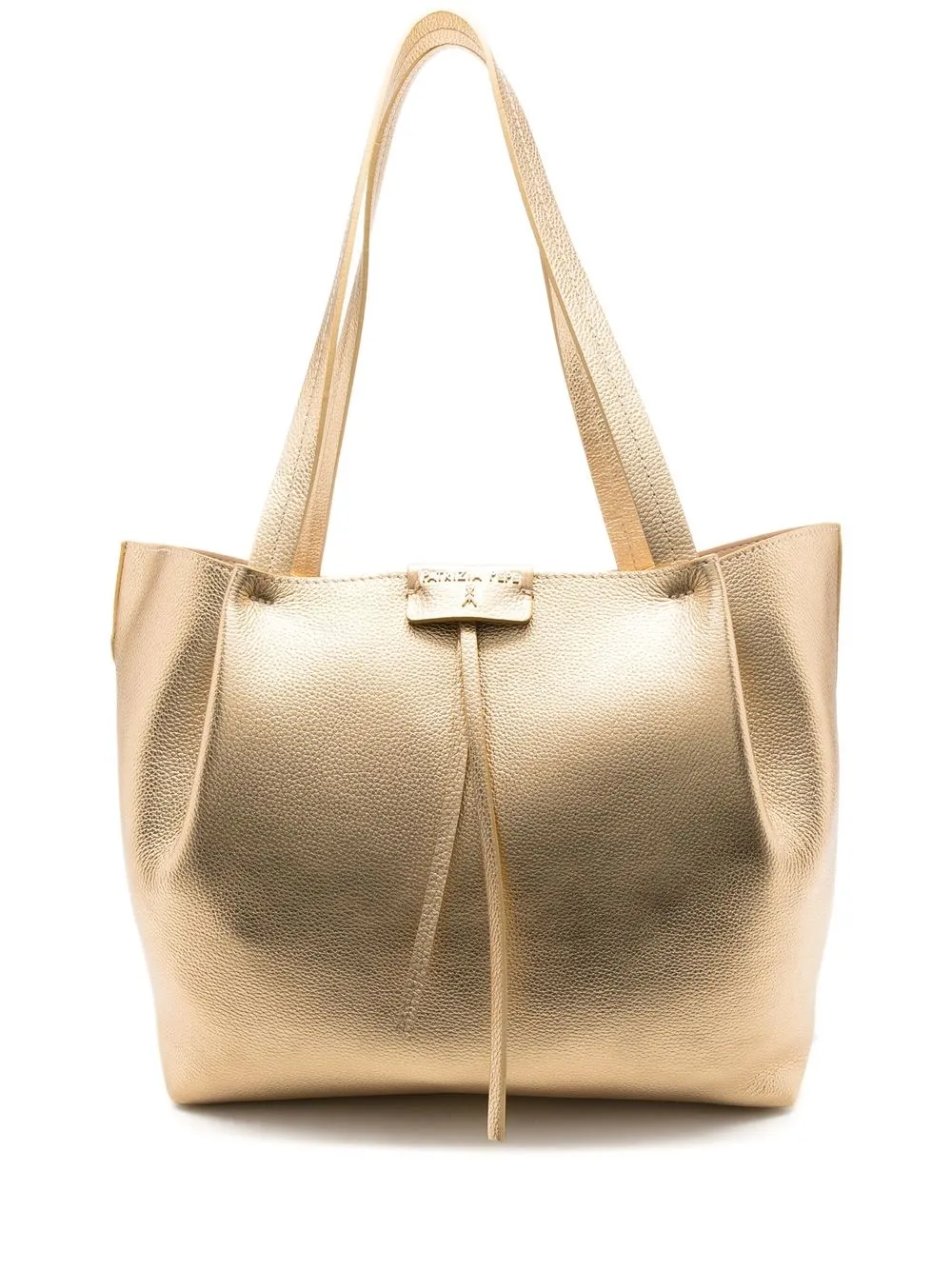 

Patrizia Pepe metallic embossed-logo detail tote bag - Gold