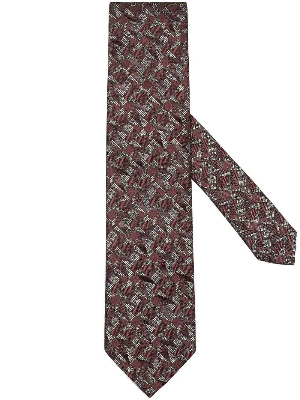 Zegna Graphic Stitches Silk Tie In Red