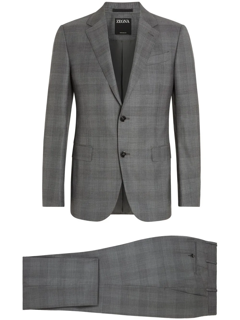 

Zegna traje de dos piezas con motivo de cuadros y botones - Gris