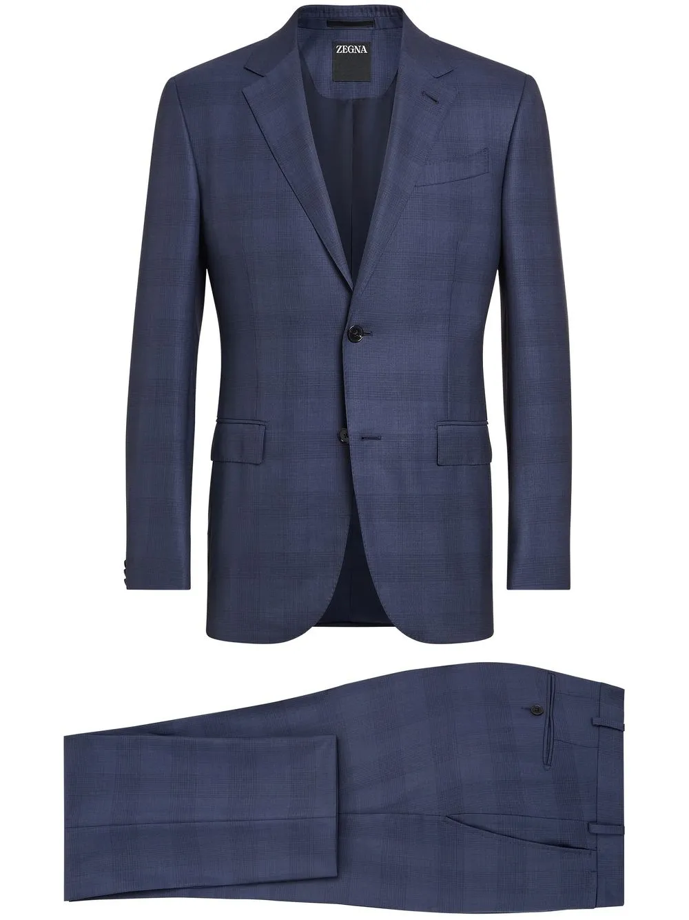 

Zegna traje con botones y motivo de cuadros - Azul