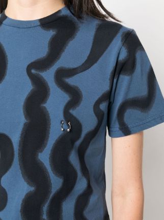 pierced abstract-print T-shirt展示图