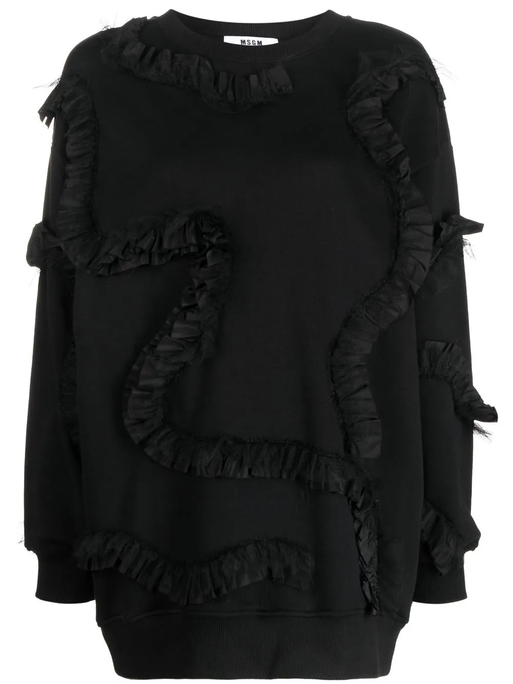 

MSGM ruffle-trim detail sweatshirt - Black