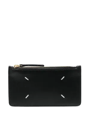Maison Margiela four-stitch Leather Card Holder | Black | FARFETCH