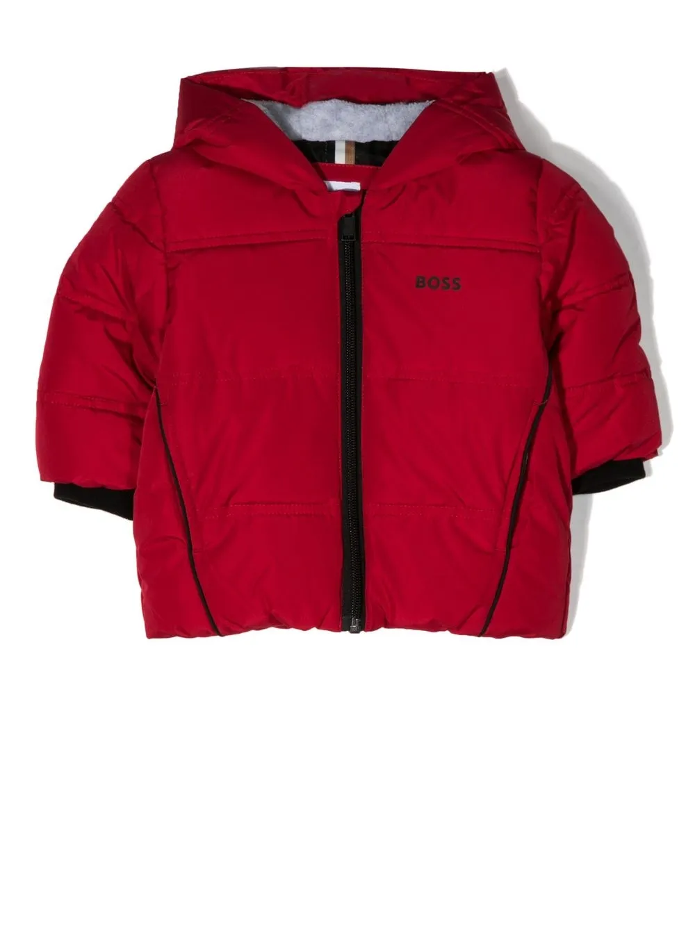 

BOSS Kidswear chamarra capitonada con logo - Rojo