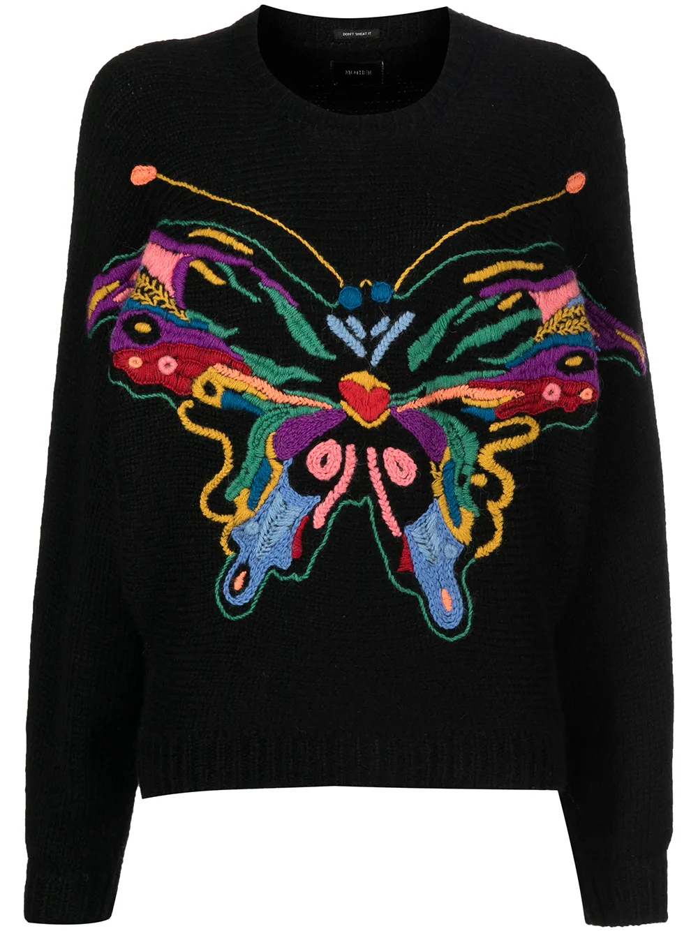 

MOTHER embroidered-butterfly batwing jumper - Black