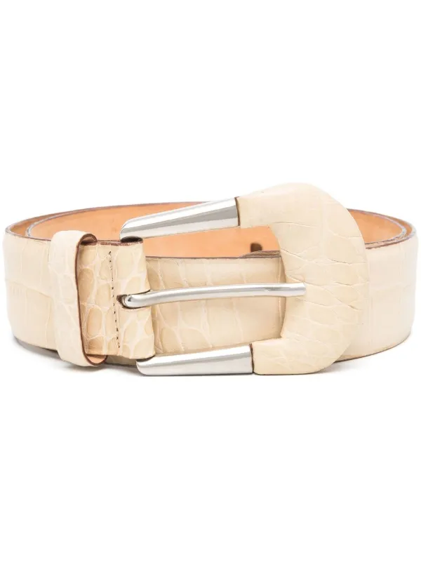 Giorgio Armani Pre-owned 2000s Snakeskin-effect Buckled Belt in Neutrals