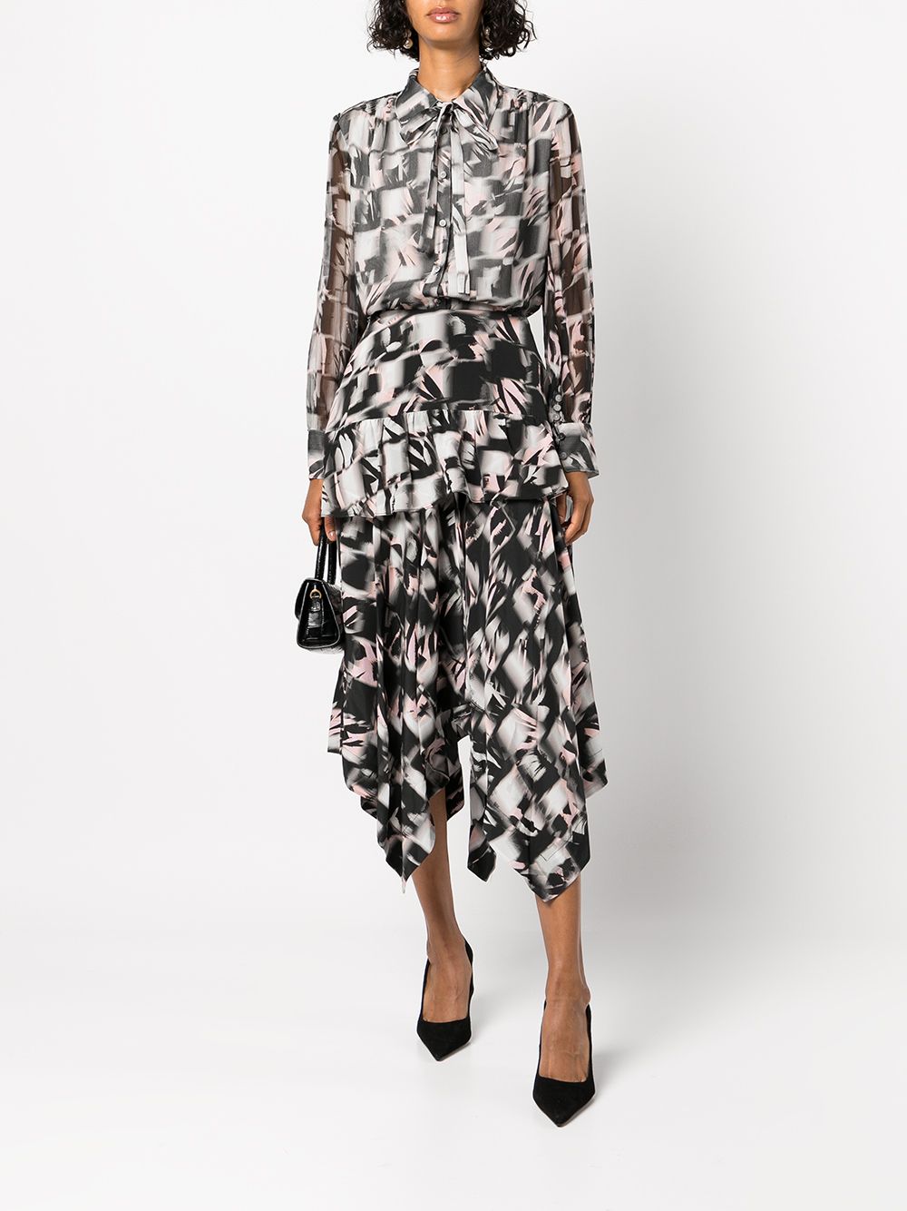 Jason Wu Midi-rok met ruche - Zwart