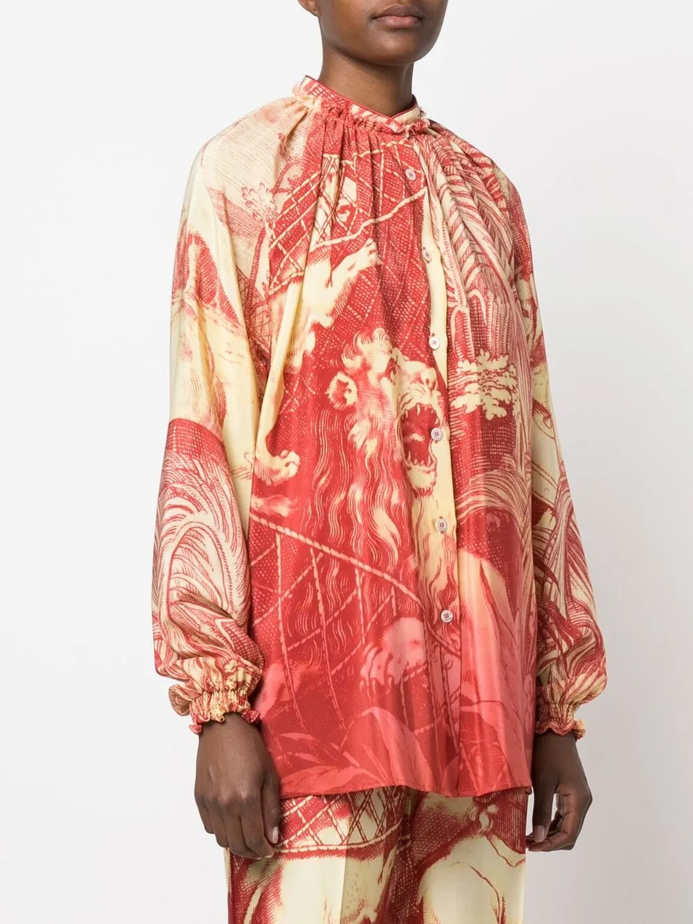 F.r.s For Restless Sleepers Long Sleeve Printed Silk Shirt