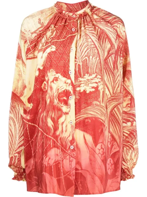 F.R.S For Restless Sleepers blouse en soie à imprimé graphique