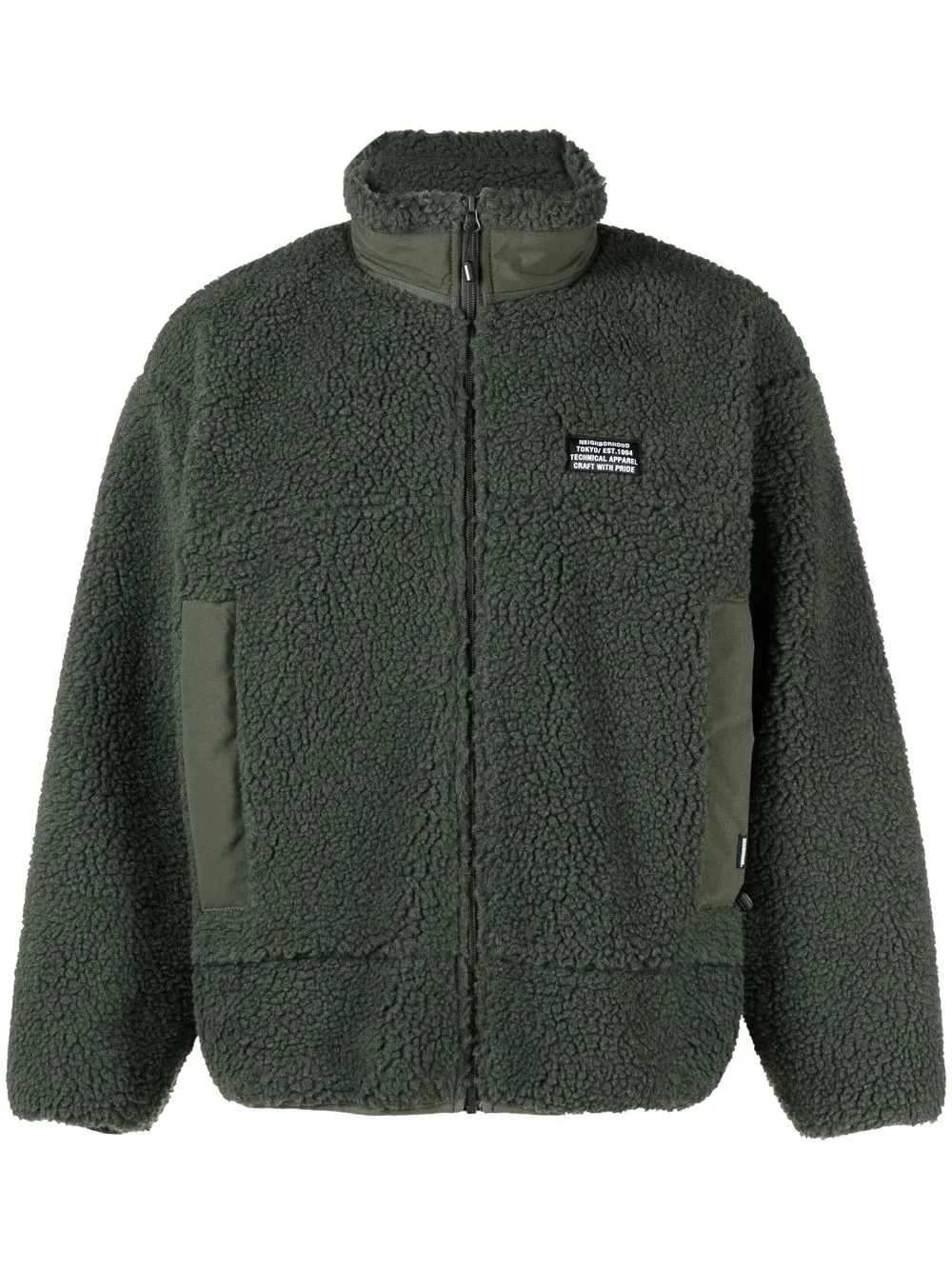 

Neighborhood logo-patch fleece jacket - Green