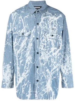 Farfetch Abbigliamento Camicie Camicie denim Grigio Camicia denim con effetto schiarito 