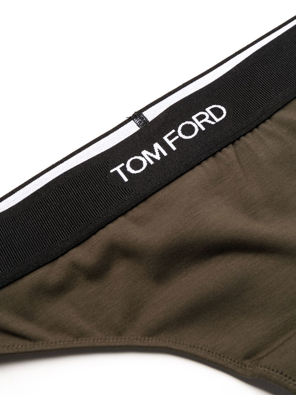 Shop Tom Ford Logo-waistband Thong In Green