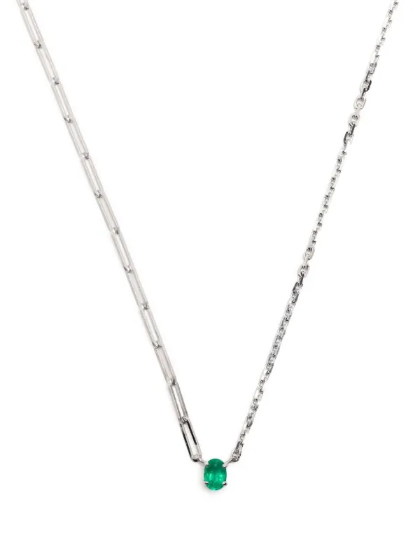 Yvonne Léon Collier エメラルド ネックレス 18Kホワイトゴールド 