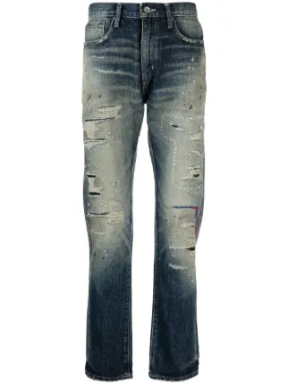 Neighborhood Savage Distressed straight-leg Jeans - Farfetch