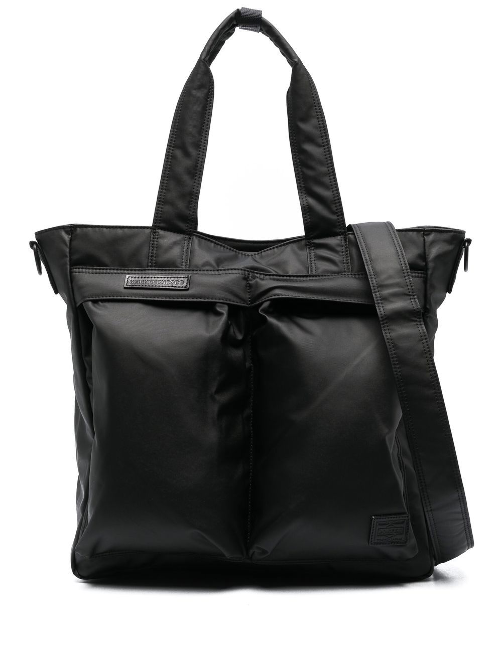 Neighborhood Porter Logo-patch Tote Bag In Black