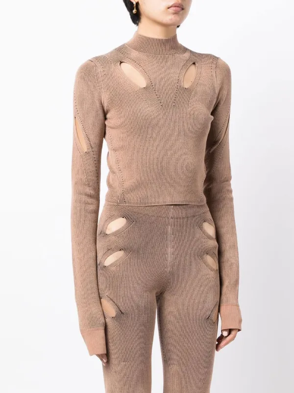 Dion Lee カットアウトトップス Dion Lee cut-out Detail long-sleeve Top | Green | FARFETCH
