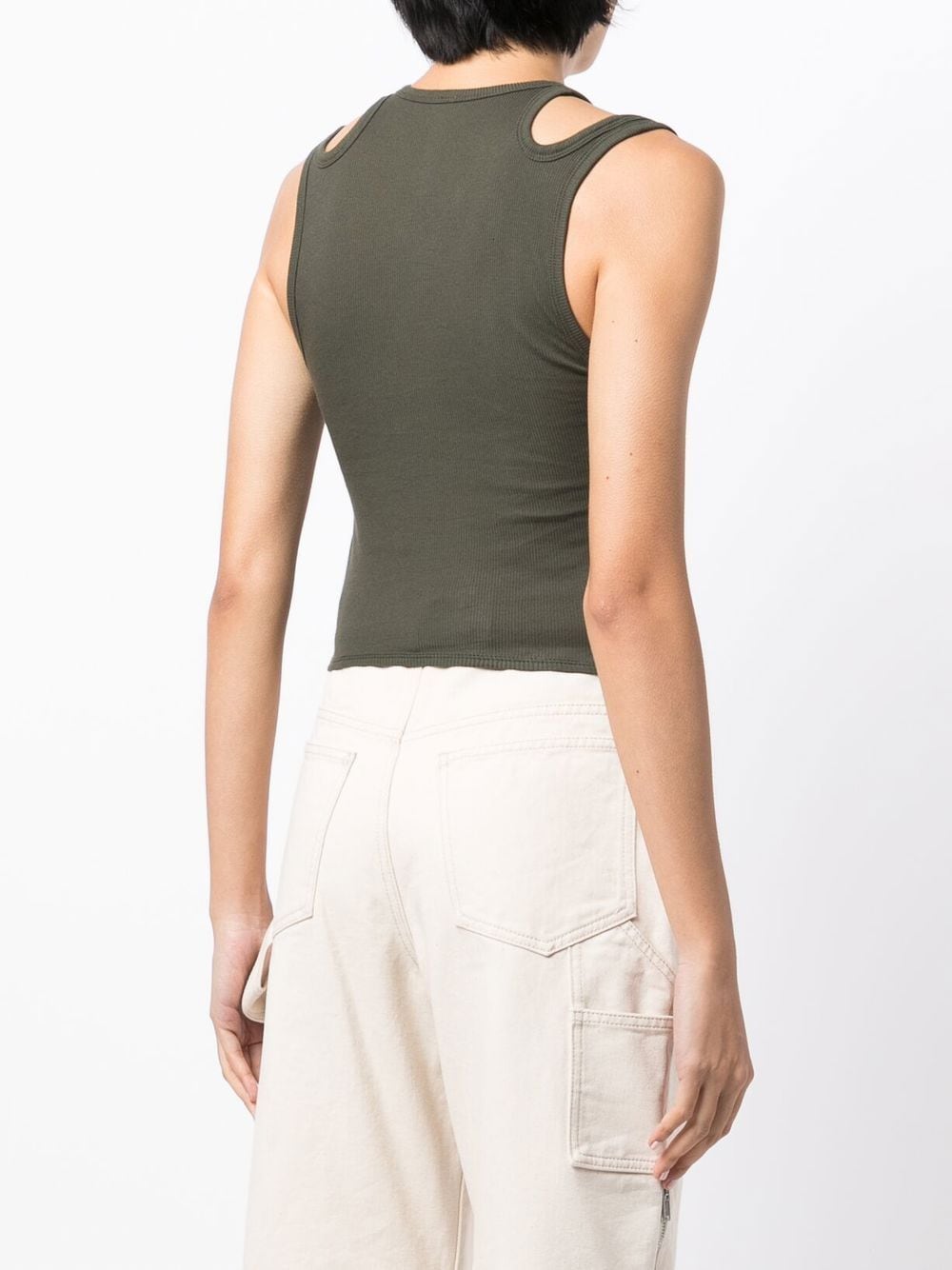 Shop Dion Lee Cut-out Detail Tank Top In Green