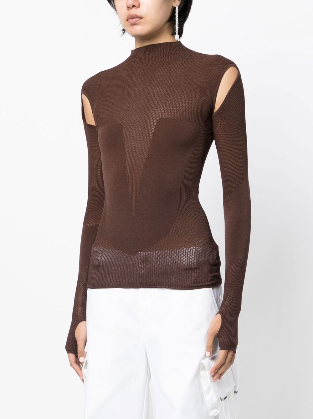 Shop Dion Lee Cut Out-detail Knitted Top In Brown
