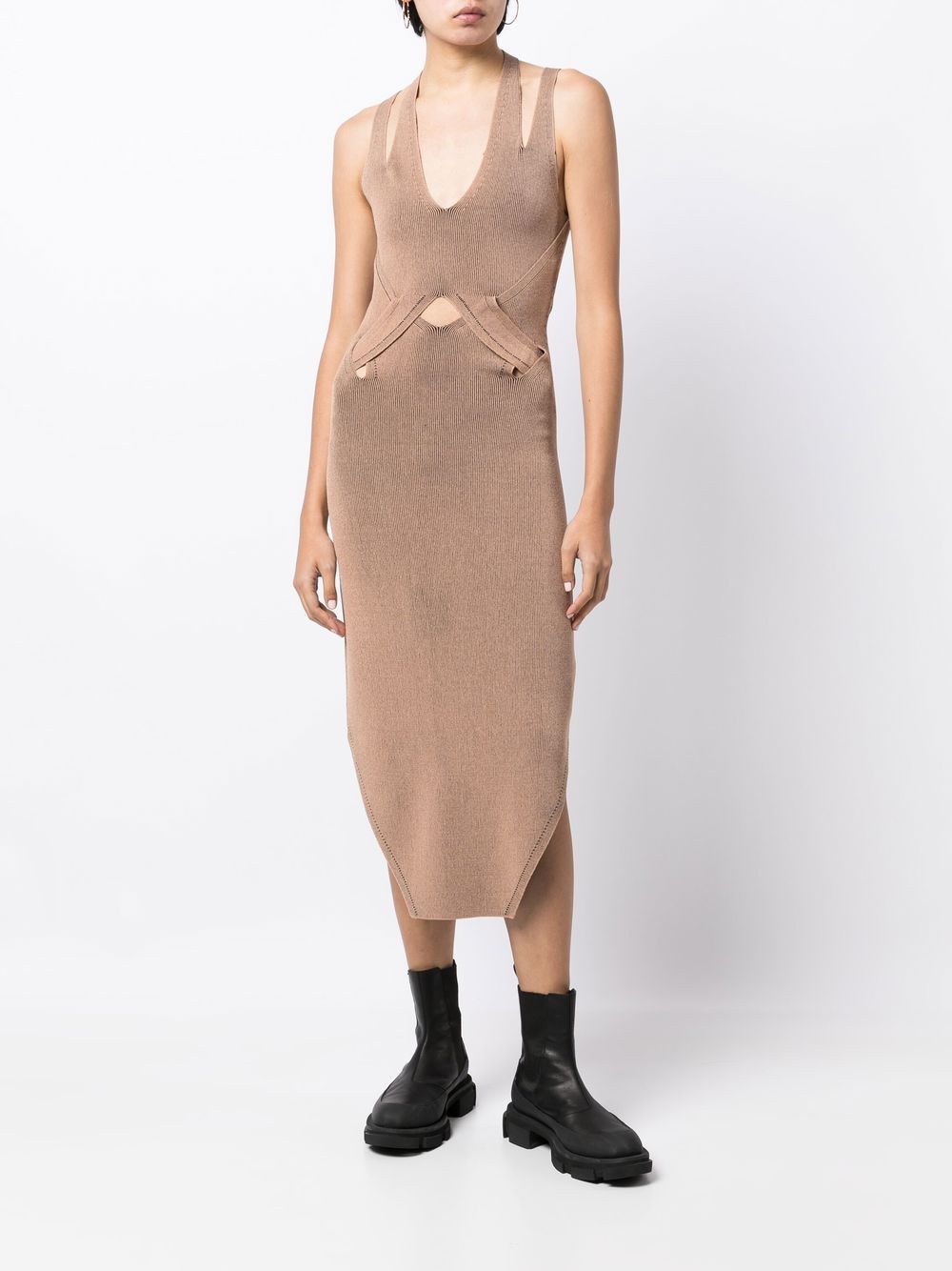 Shop Dion Lee Cut-out Detail Midi Dress In Brown