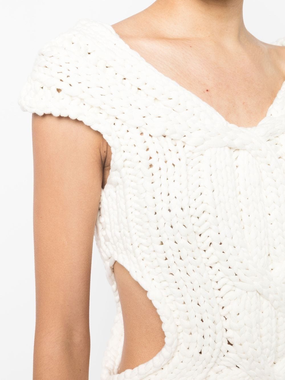 Shop Dion Lee Cable-knit V-neck Vest In Weiss