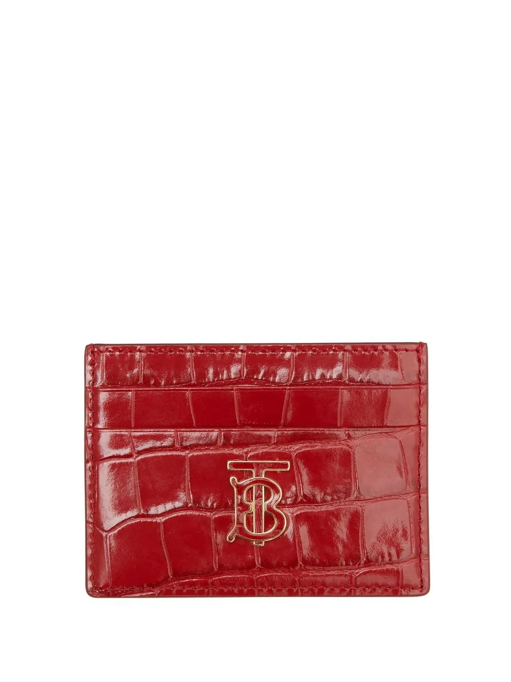 

Burberry embossed-leather TB card case - Red