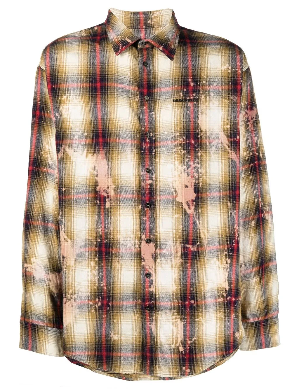 

Dsquared2 paint-splattered checked shirt - Neutrals