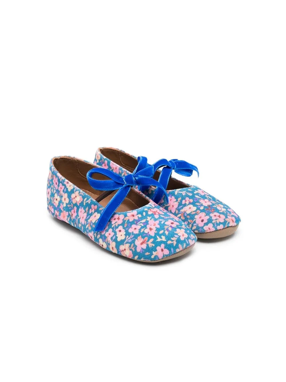 

Pèpè zapatos con estampado floral y moño - Azul