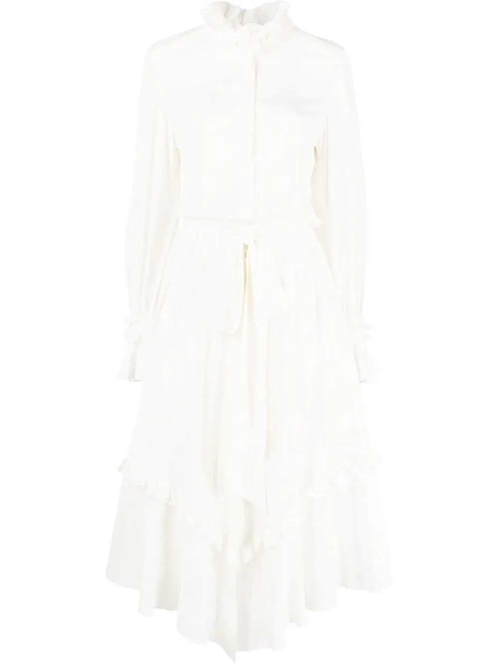 

Alexandre Vauthier vestido midi con volantes - Blanco