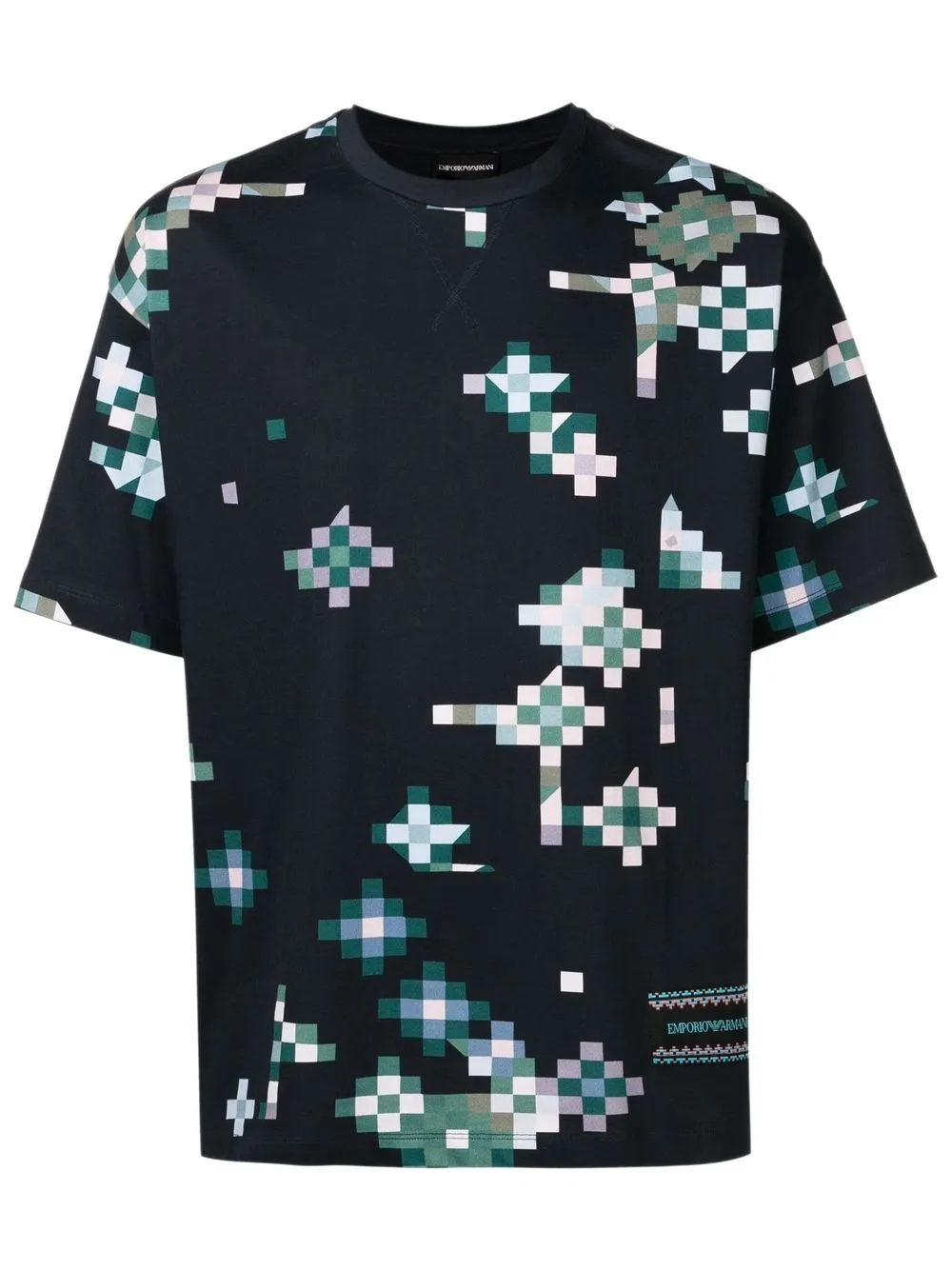 

Emporio Armani playera con estampado de píxeles - Azul