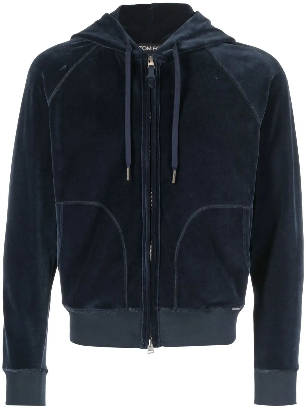 

TOM FORD zipped velour hoodie - Blue