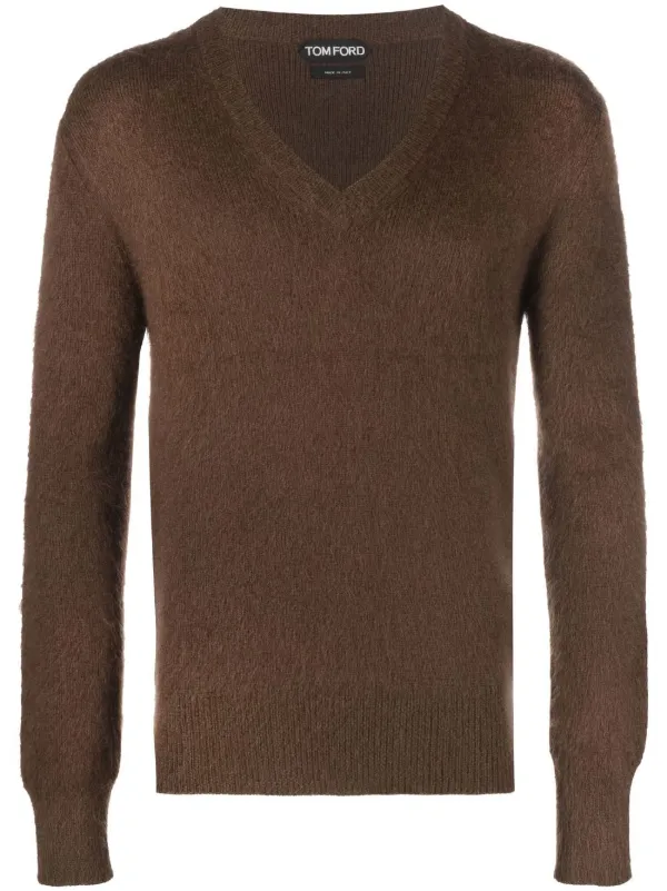 TOM FORD brushed-finish V-neck Jumper - Farfetch