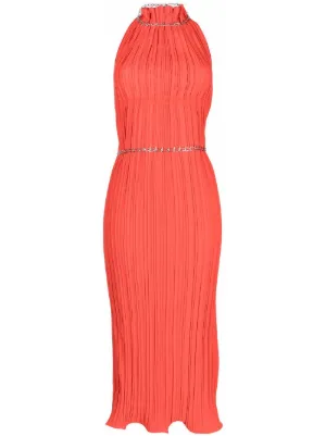 Dion Lee Halterneck Fitted Dress | Red | FARFETCH JO