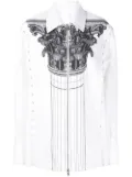 Dion Lee Column-print hook-and-eye shirt jacket - White