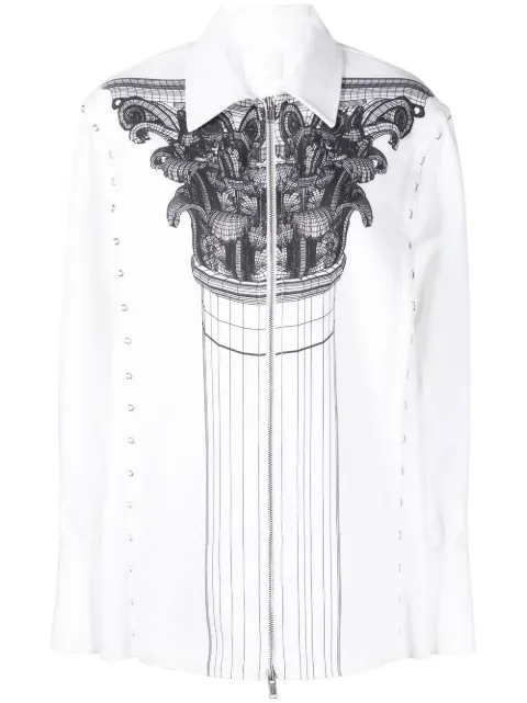 Dion Lee Column-print hook-and-eye shirt jacket