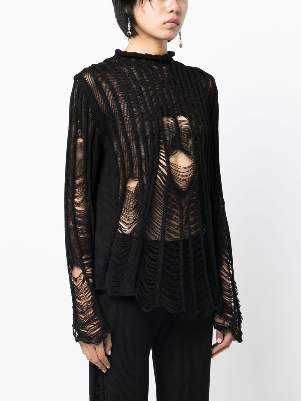 Shop Dion Lee Distressed Float Jumper In Black