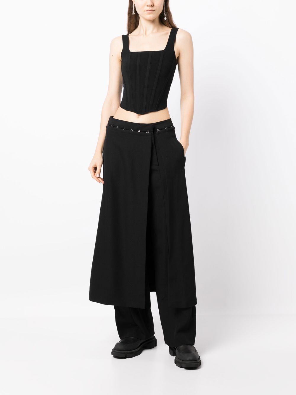Shop Dion Lee Skirt Panel Straight Let Trousers In Black