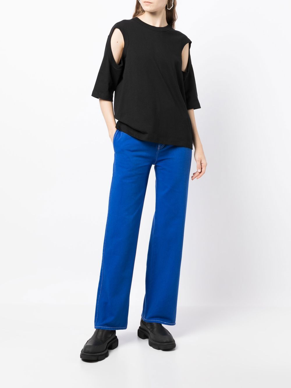 Dion Lee T-shirt met geribbeld detail - Zwart