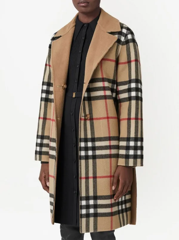 Burberry Reversible Check Double Face Wool Coat in Archive Beige CHK