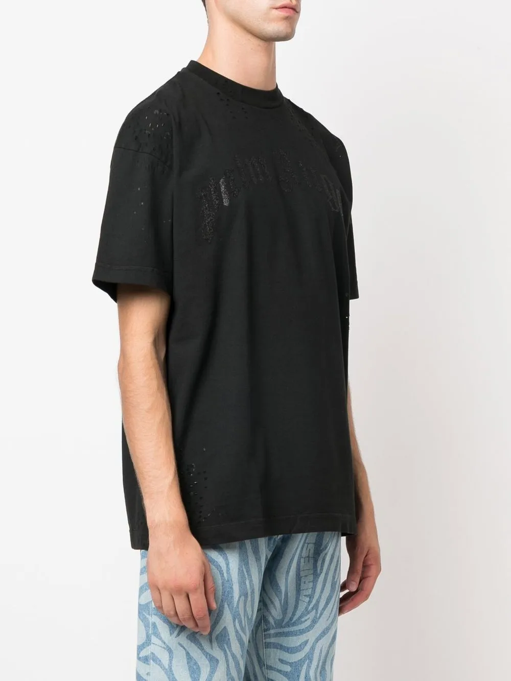  Palm Angels T Shirt Mit Logo Print   Schwarz 
