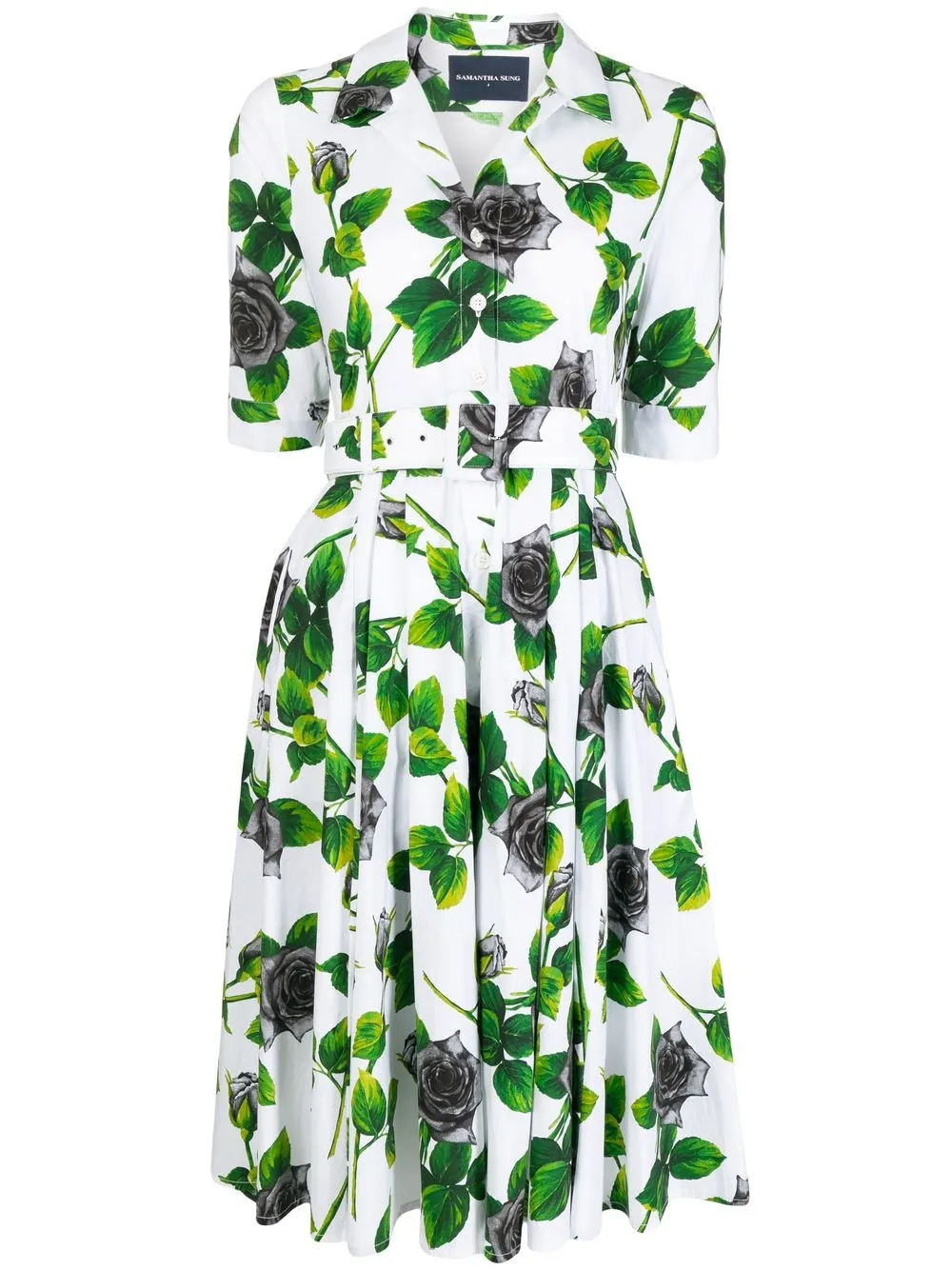 

Samantha Sung vestido camisero con estampado floral - Blanco