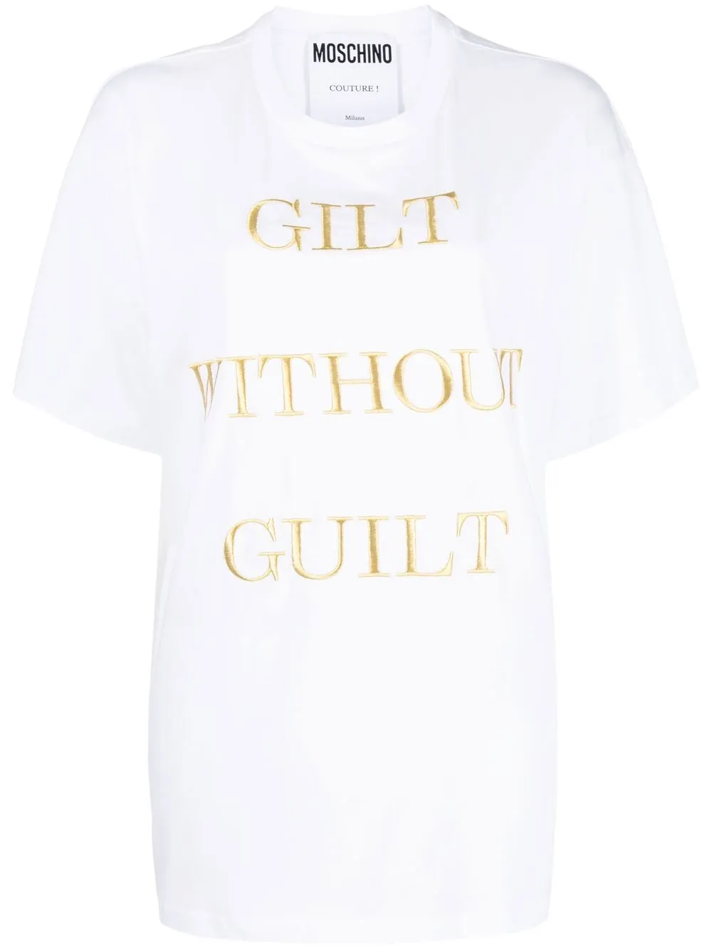 

Moschino playera con bordado Gilt Without Guilt - Blanco