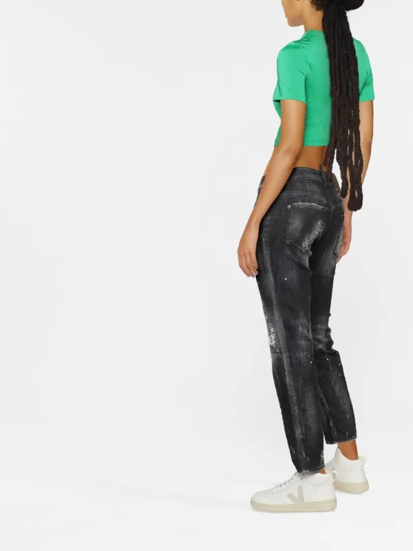 Dsquared2 ディースクエアード ダメージ クロップドジーンズ - FARFETCH