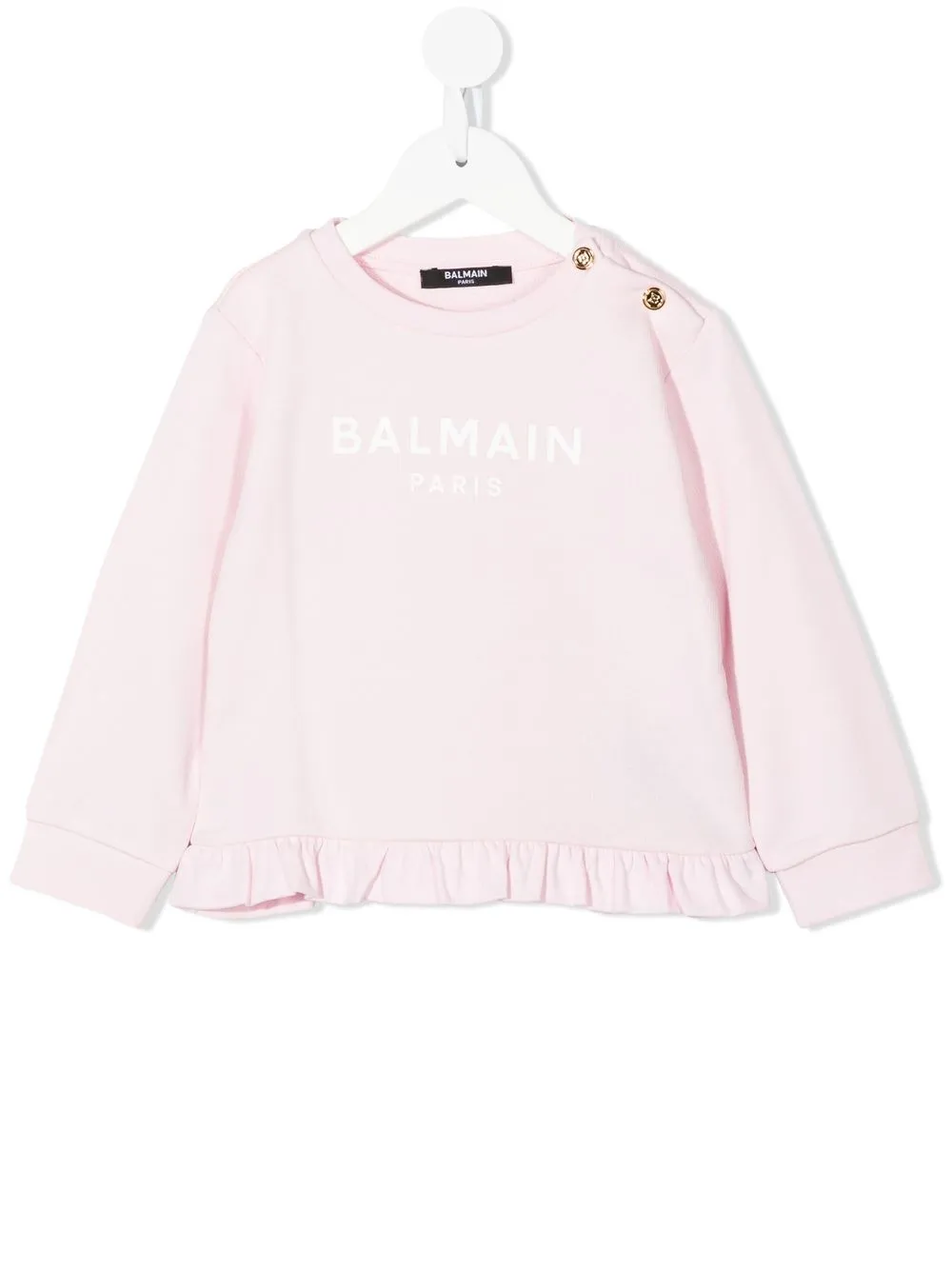 

Balmain Kids ruffled-hem logo-print sweatshirt - Pink