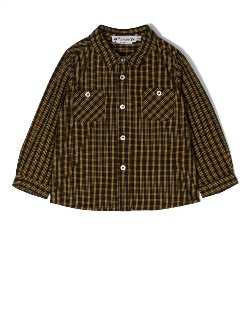 

Bonpoint check-print long-sleeve shirt - Yellow