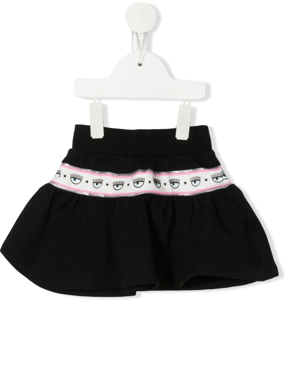 

Chiara Ferragni Kids falda Wink acampanada con logo - Negro