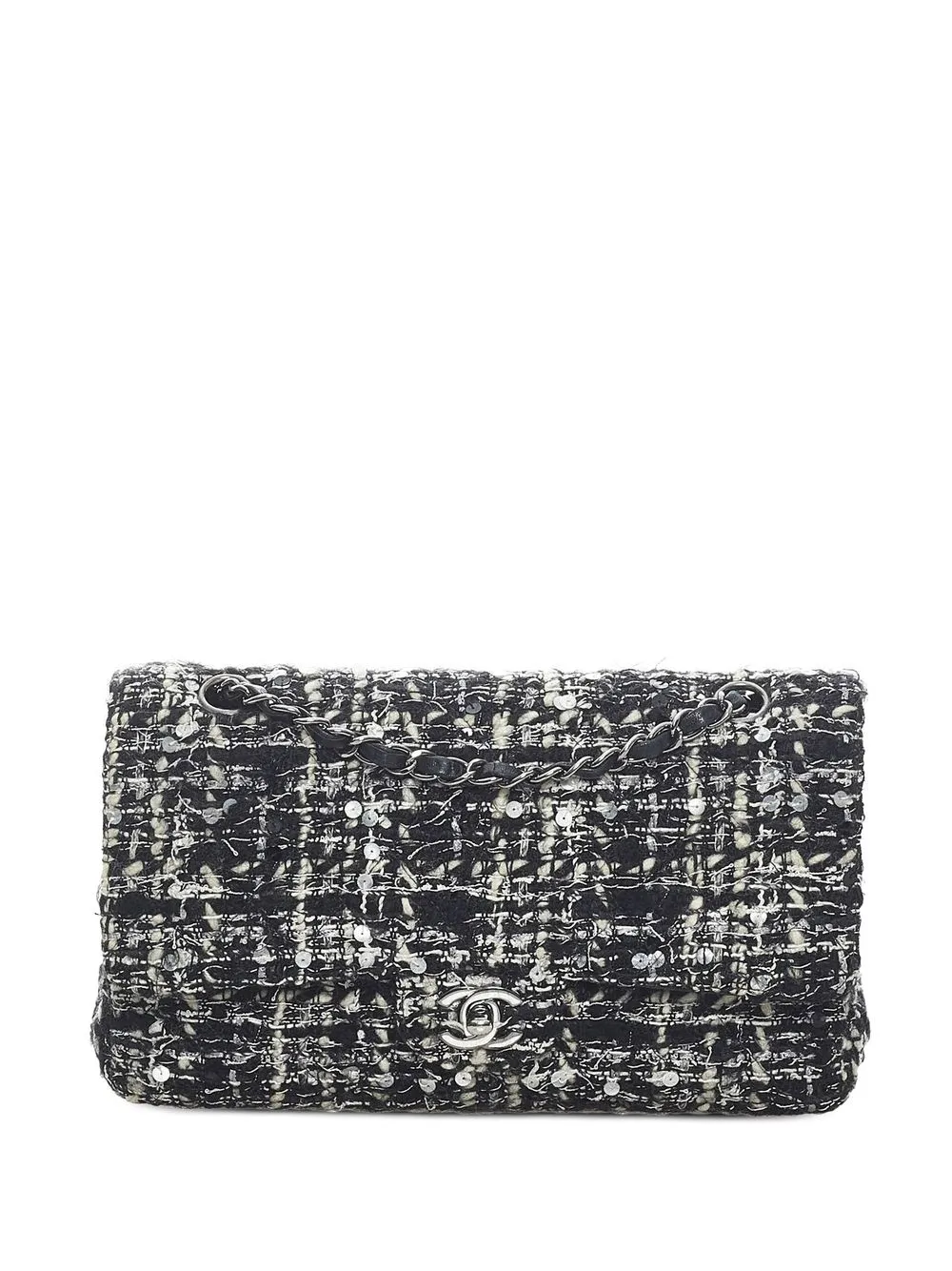 

Chanel Pre-Owned 2003 tweed Double Flap shoulder bag - Blue