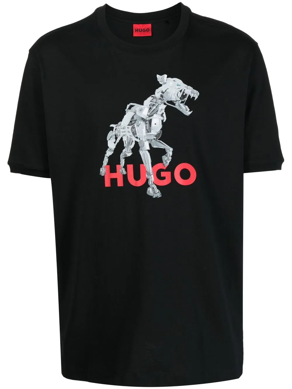 

HUGO logo-print detail T-shirt - Black