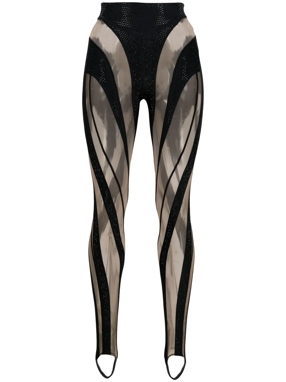 

Mugler crystal-embellished panelled leggings - Black