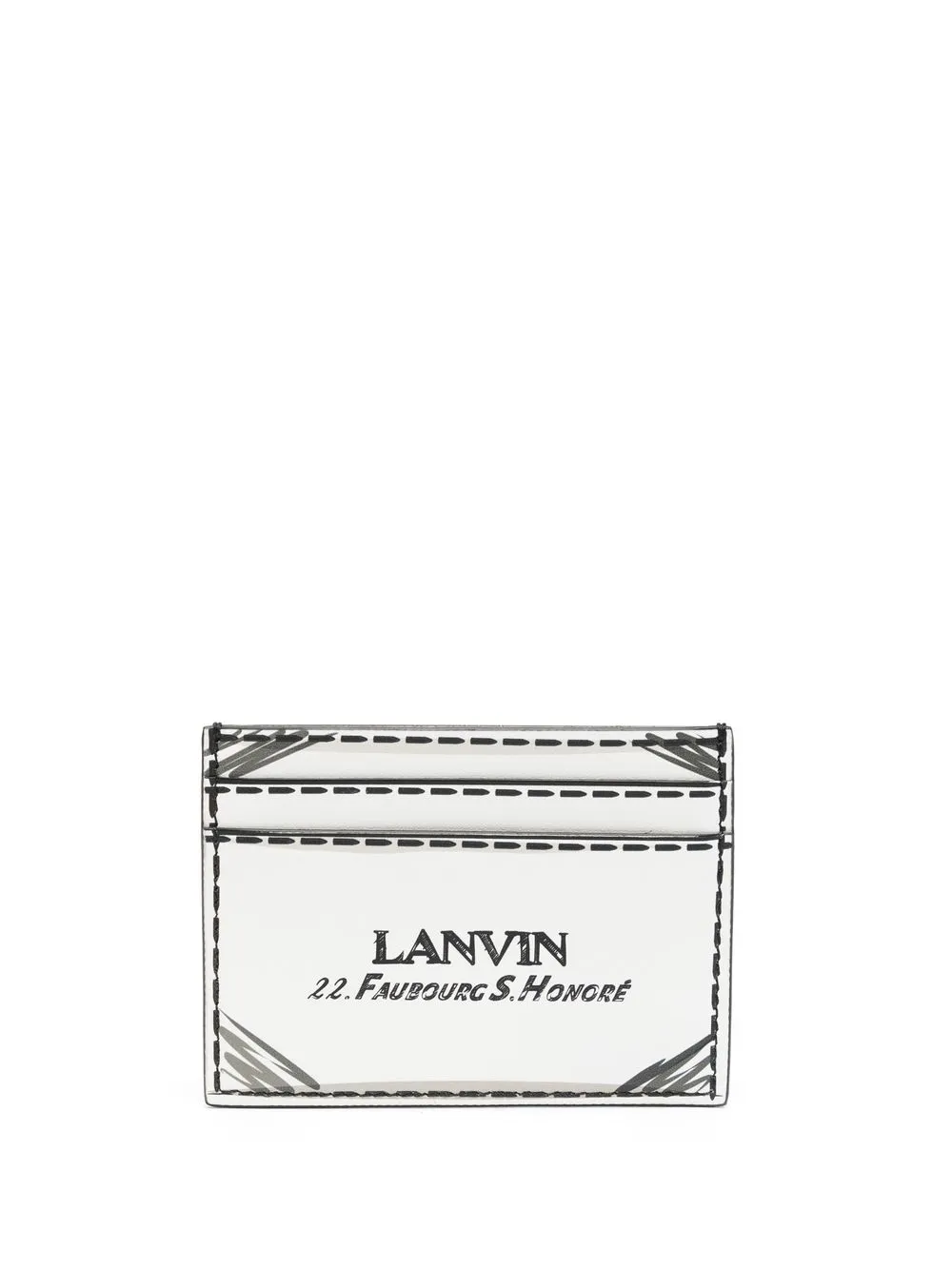 

Lanvin tarjetero con dirección estampada - Blanco